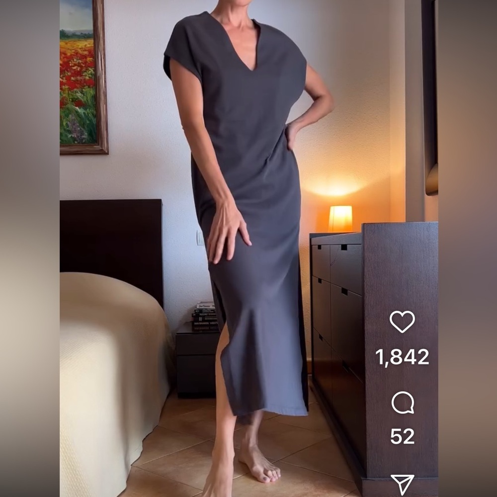 NWT Zara Elegant Gray V-Neck Dress